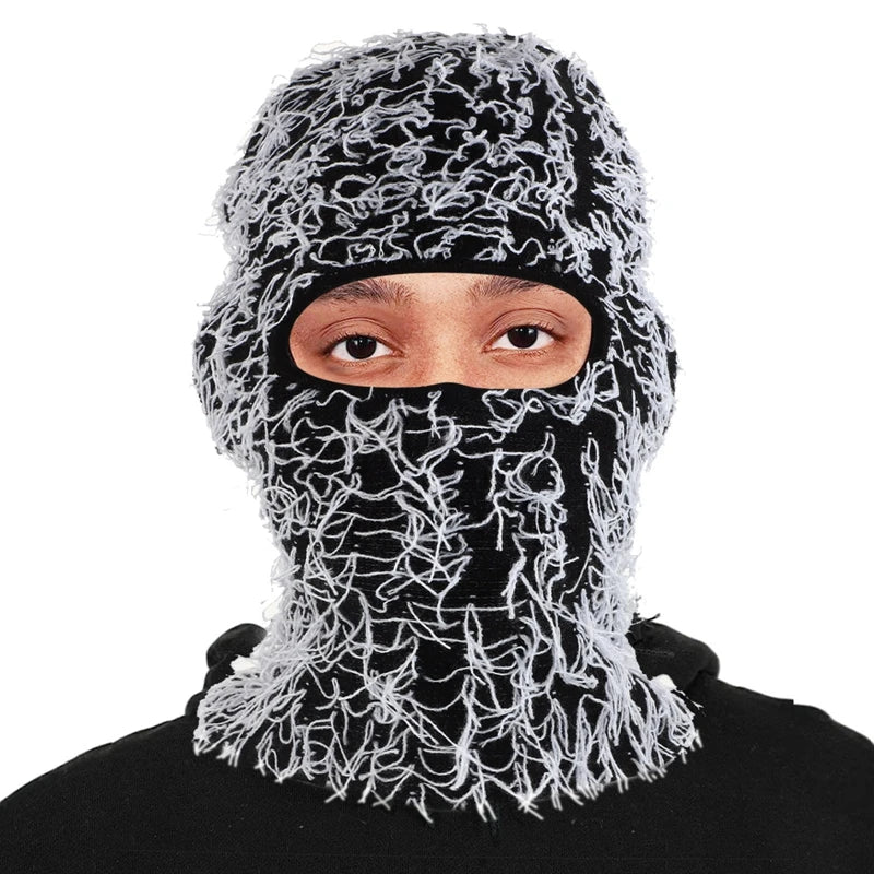 Full Face Ski Mask Distressed Knitted Caps