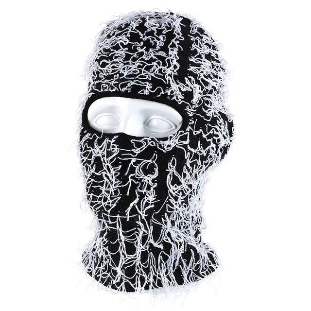 Full Face Ski Mask Distressed Knitted Caps