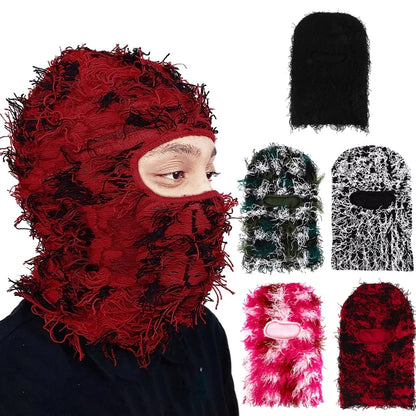 Full Face Ski Mask Distressed Knitted Caps